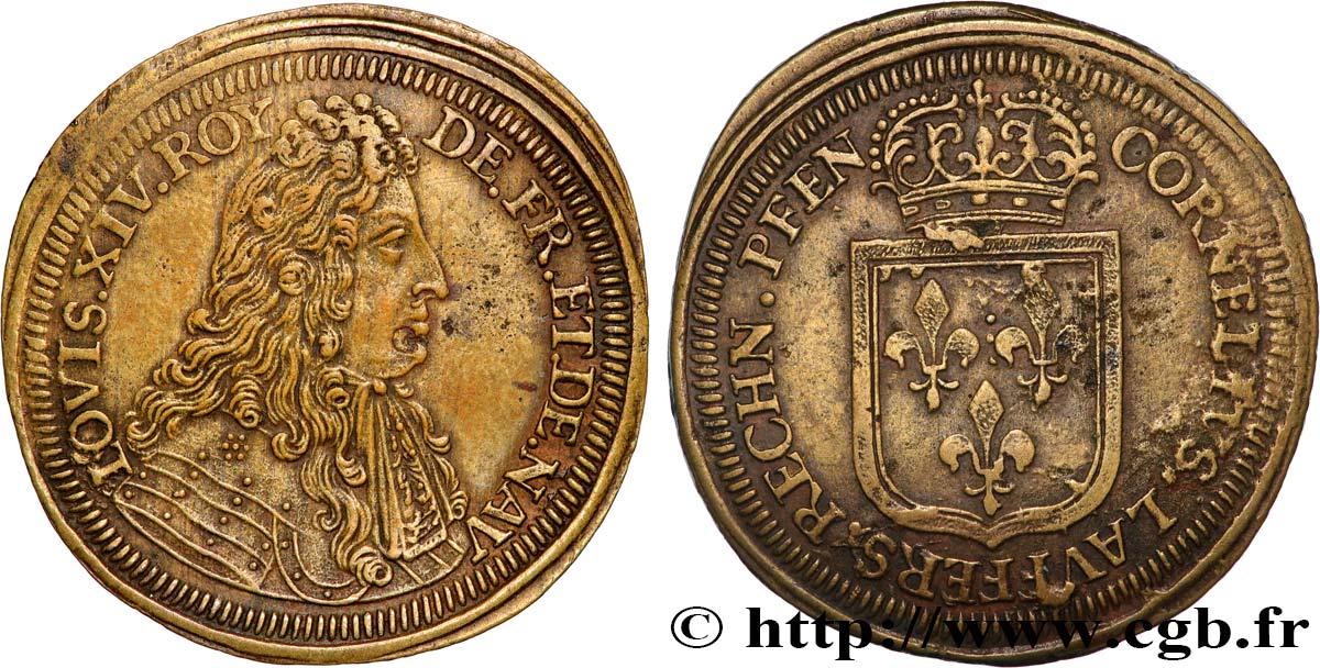 LOUIS XIV THE GREAT or THE SUN KING Jeton de compte vers 1680 (?) XF