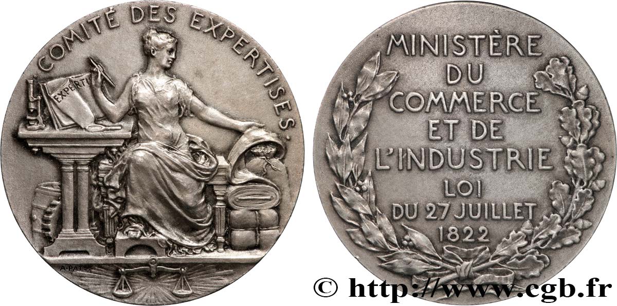 III REPUBLIC Médaille, Comité des expertises AU