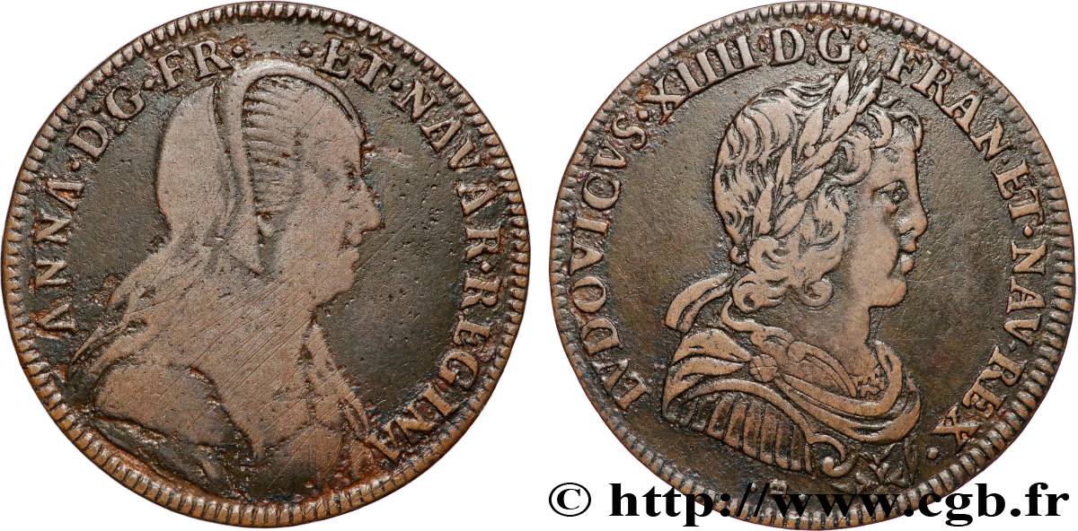 ANNE OF AUSTRIA Le veuvage, émission entre 1643 et 1646 VF