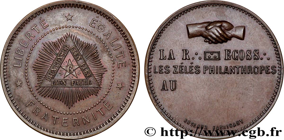 FRANC - MAÇONNERIE LES ZELES PHILANTHROPES TTB+