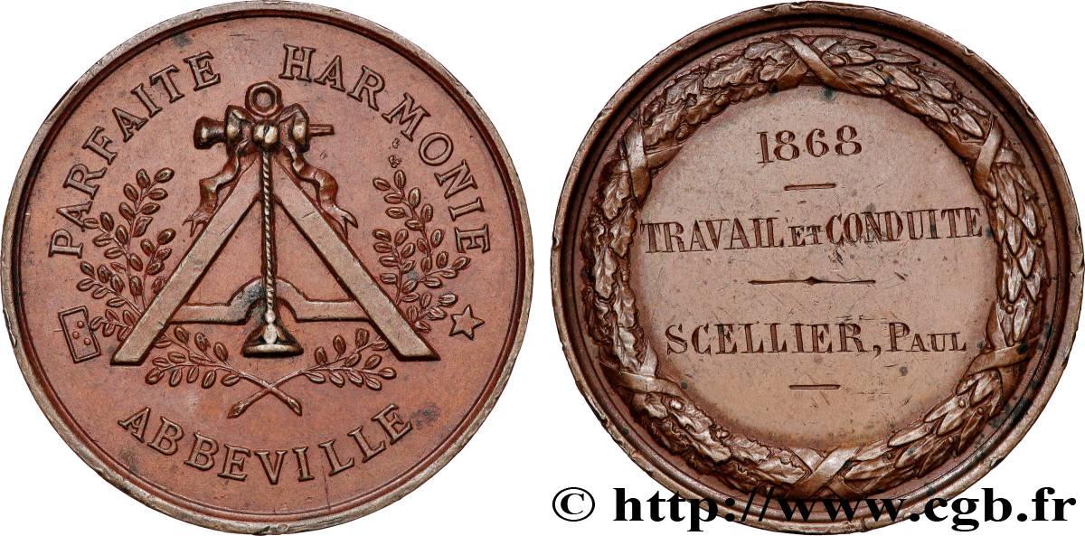 FRANC - MAÇONNERIE ABBEVILLE, LA PARFAITE HARMONIE TTB