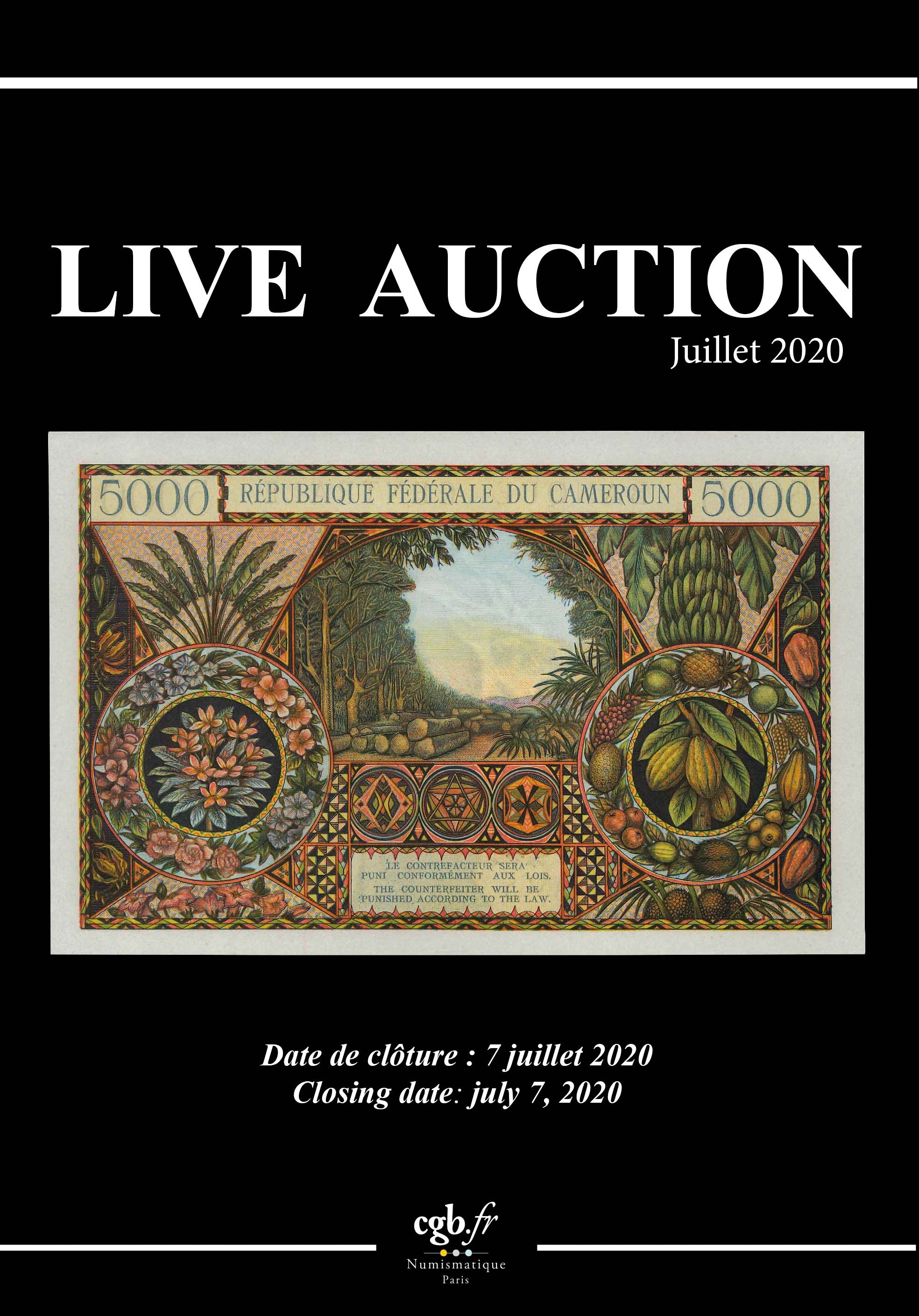 Live Auction Billets Juillet 2020 à paraître CORNU Joël, DESSAL Jean-Marc, RAMOS Fabienne