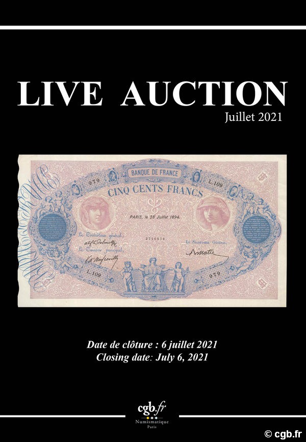 Live Auction Billets Juillet 2021 CORNU Joël, DESSAL Jean-Marc, RAMOS Fabienne