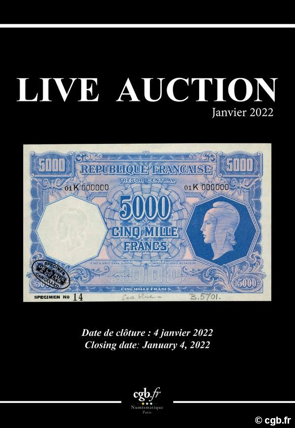 Live Auction Billets Janvier 2022 CORNU Joël, DESSAL Jean-Marc, RAMOS Fabienne