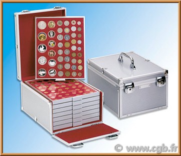 Valise en aluminium pour 8 Boxs Monnaies Lindner (vide) LINDNER
