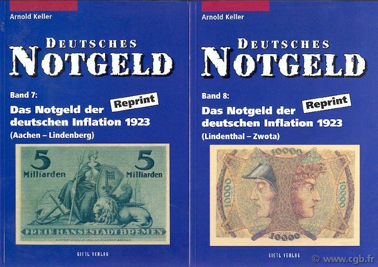Das Notgeld der deutschen Inflation 1923, Reprint (2 Bände) - Deutsches Notgeld Band 7 & 8 KELLER Arnold
 

