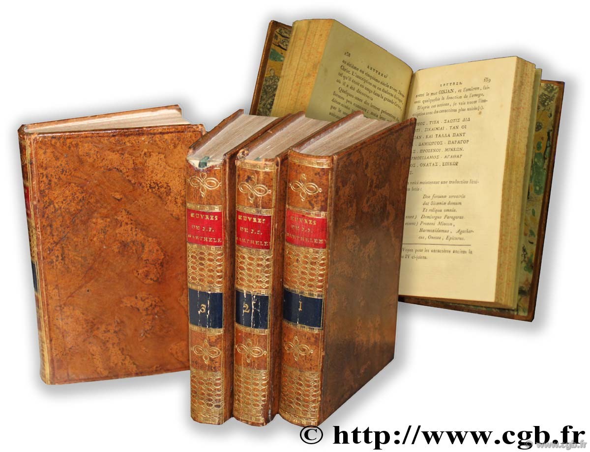 Œuvres diverses de J. J. Barthélemy, quatre volumes BARTHELEMY abbé Jean-Jacques
