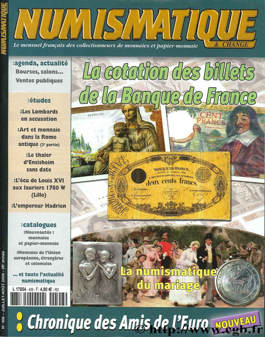 Numismatique & Change, Juillet - Août, 2009 n°406 NUMISMATIQUE ET CHANGE