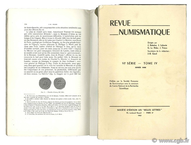 Revue numismatique 1962, VIème série  