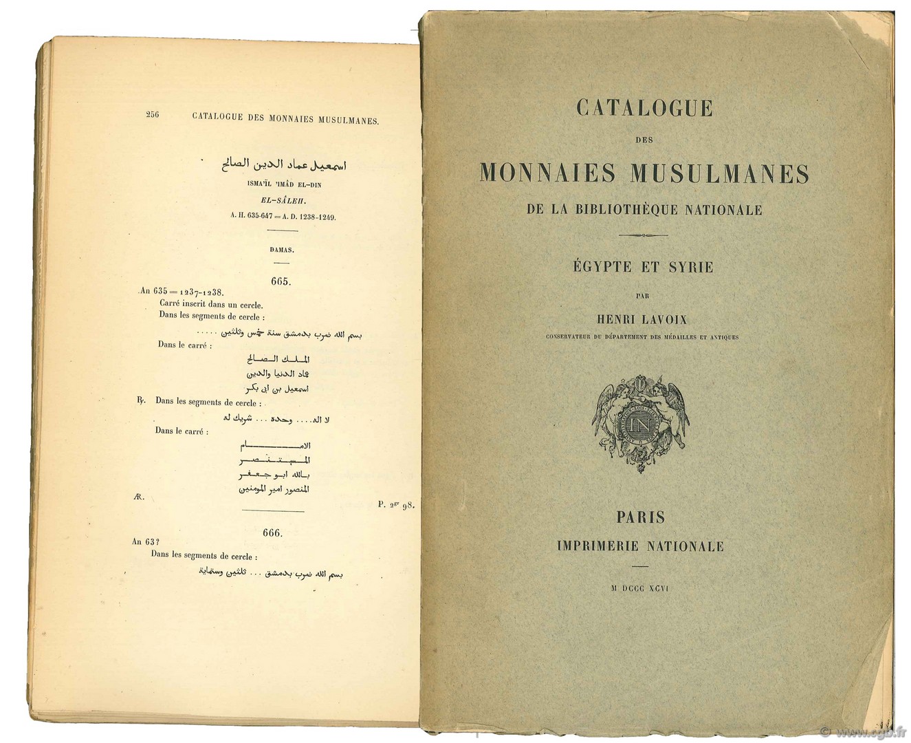 Catalogue des monnaies musulmanes de la bibliothèque nationale, Egypte et Syrie LAVOIX H.