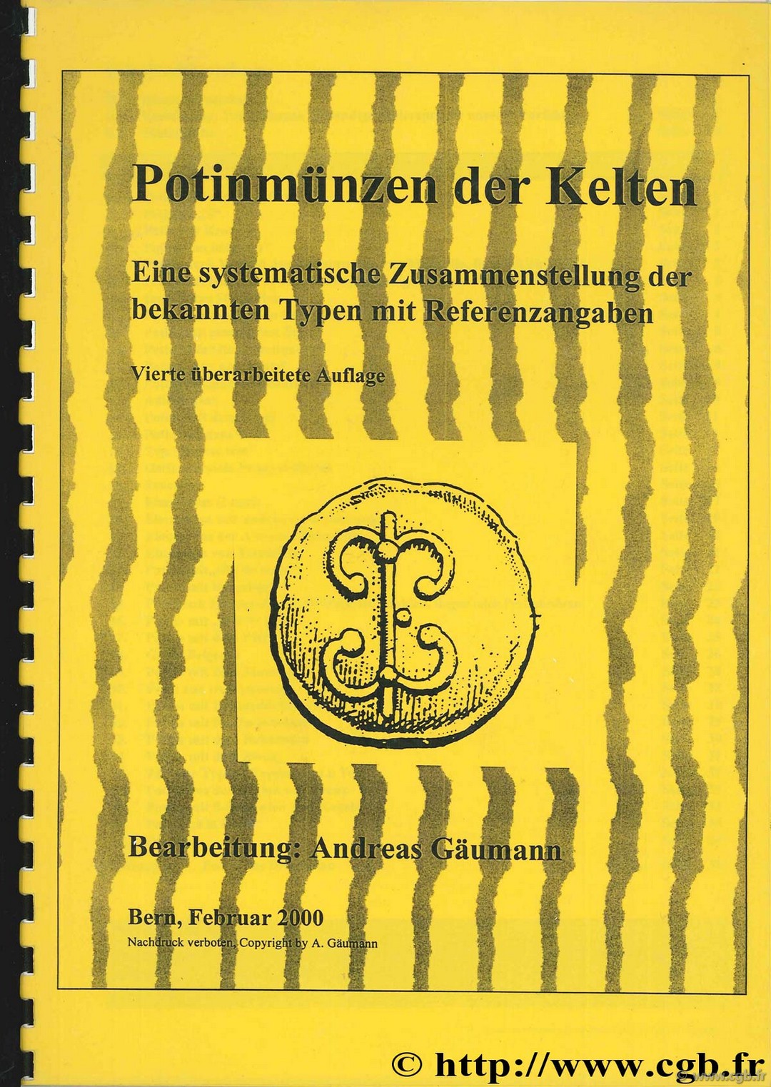 Potinmünzen der Kelten, Eine systematische Zusammenstellung der bekannten typen mit referensangahen GÄUMANN A.