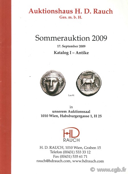 Auktionshaus H.D. Rauch - Sommerauktion 2009 - Katalog I - Antike - 17. September 2009 Rauch H.-D.