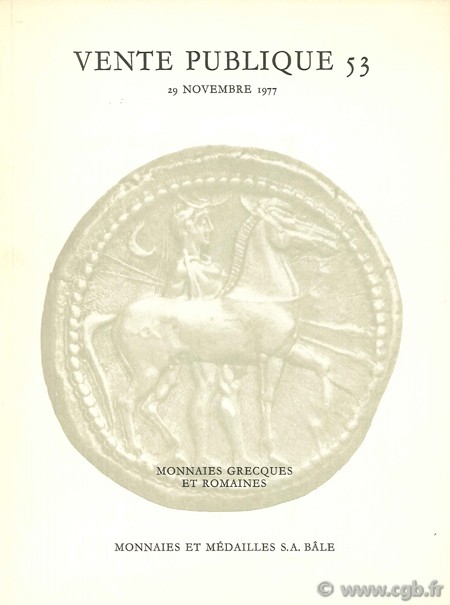 Vente publique 53, Monnaies grecques et romaines, 29 novembre 1977 