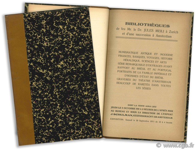 Bibliothèque de feu Mr. le Dr. Jules Meili à Zurich et d une succession à Amsterdam, 5 octobre 1911, Amsterdam 