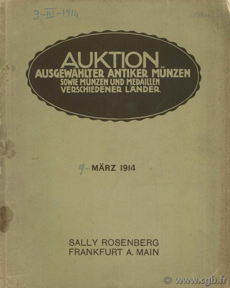Auktions-katalog Sammlung des Herrn Geheimart Prof. Dr. Heilferich-Eisenach ROSENBERG S.