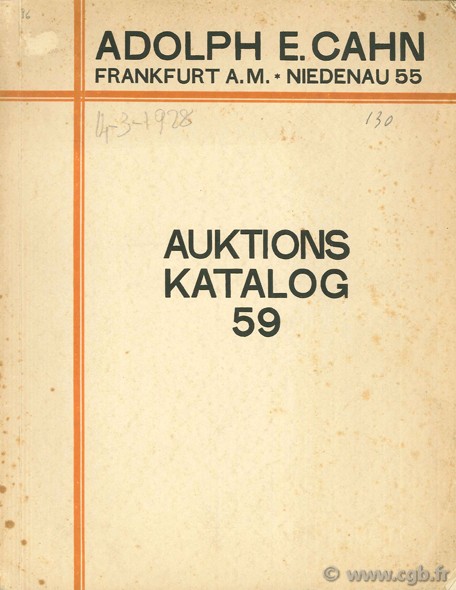 Auktions katalog 59 CAHN A.