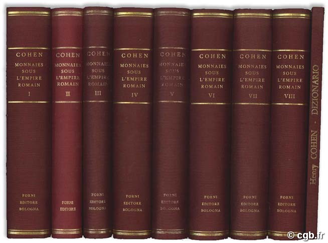 Description historique des monnaies frappées sous l Empire Romain, 8 volumes, réimpression COHEN H., PROBSZT G., GAIDOSCHIK  R.