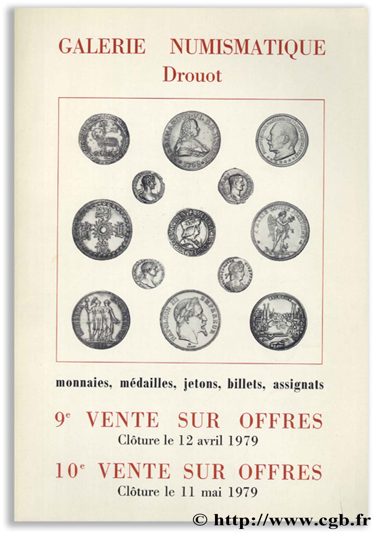 Galerie Numismatique Drouot - monnaies, médailles, jetons, billets, assignats 1979 Collectif
