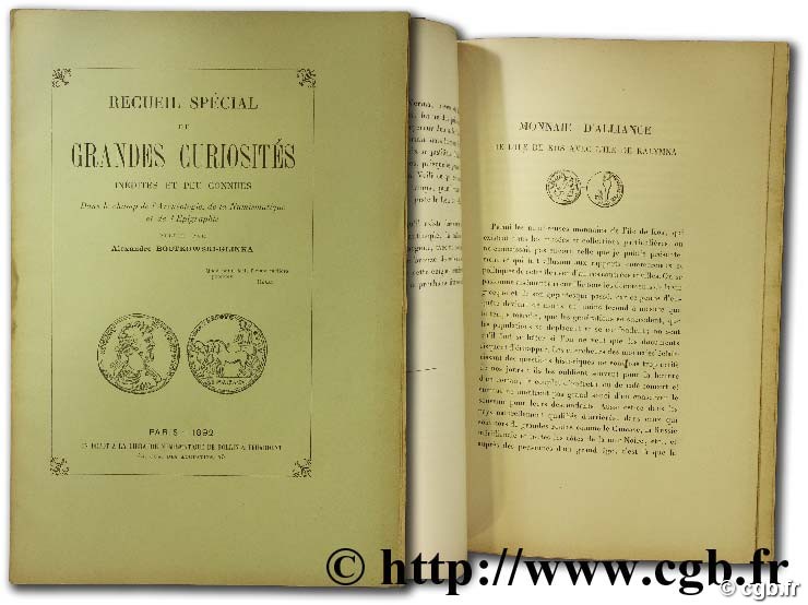 Recueil spécial de grandes curiosités inédites et peu connues dans le champ de l archéologie, de la numismatique et de l épigraphie BOUTKOWSKI-GLINKA A.