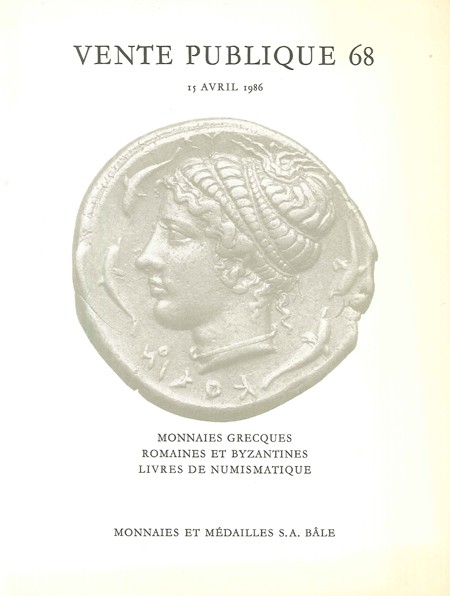 Vente publique 68, Monnaies grecques, romaines et byzantines, livres de numismatique, 15 avril 1986 