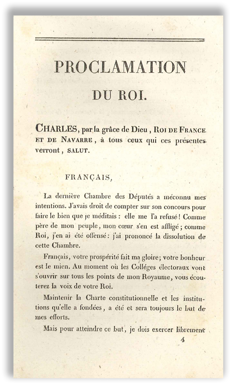Proclamation du Roi Charles X