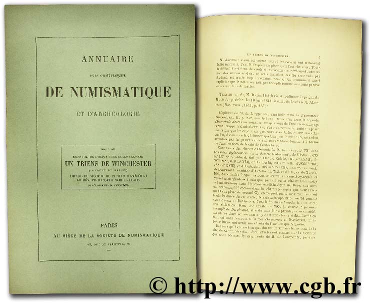 Annuaire de la Société Française de Numismatique et d Archéologie, in-8°,  