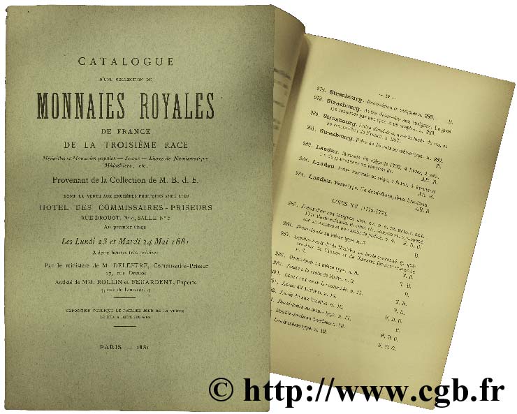 Catalogue d une collection de monnaies Royales de France de la troisième race... provenant de la collection de M. B. d. E. FEUARDENT F.