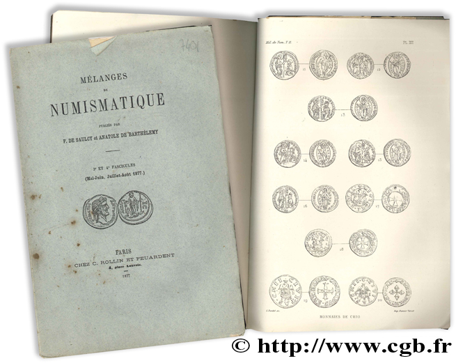 Mélanges de numismatique - 3e et 4e fascicules (Mai-Juin, Juillet-Août 1877.) BARTHELEMY A. de, SAULCY F. de