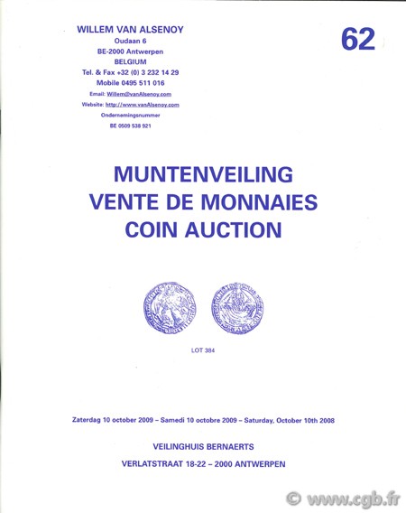 Muntenveiling - vente de monnaies - coin auction, n°62 Van ALSENOY W.