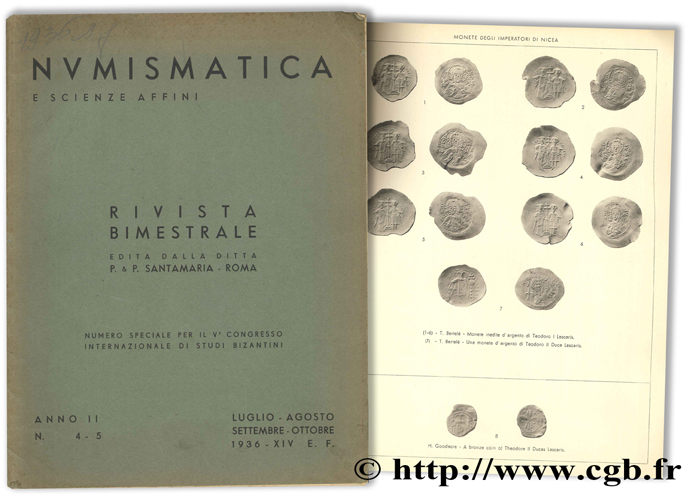 Numismatica e scienze affini - Numero speciale per il V° congreso internazionale di studi bizantini 