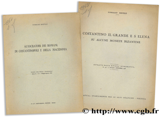 Lot de deux extraits de la revue  Numismatica , 1948 - 1961 BERTELE T.