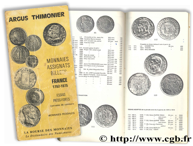 Argus Thimonier, monnaies - assignats, billets THIMONIER J.-L.