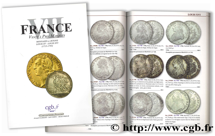 FRANCE VII - Monnaies et jetons, Louis XV - Louis XVI (1715-1793) CORNU J., CLAIRAND A., PRIEUR M.