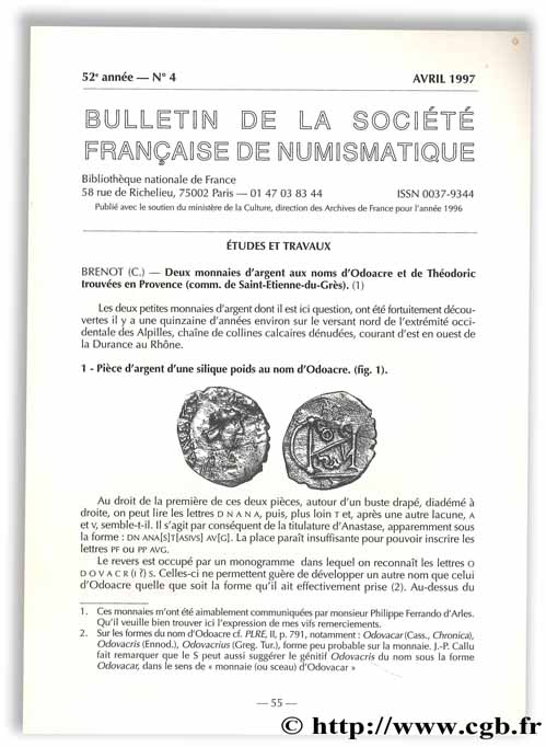 Bulletin de la Société Française de Numismatique - 52e année, n° 4 Collectif