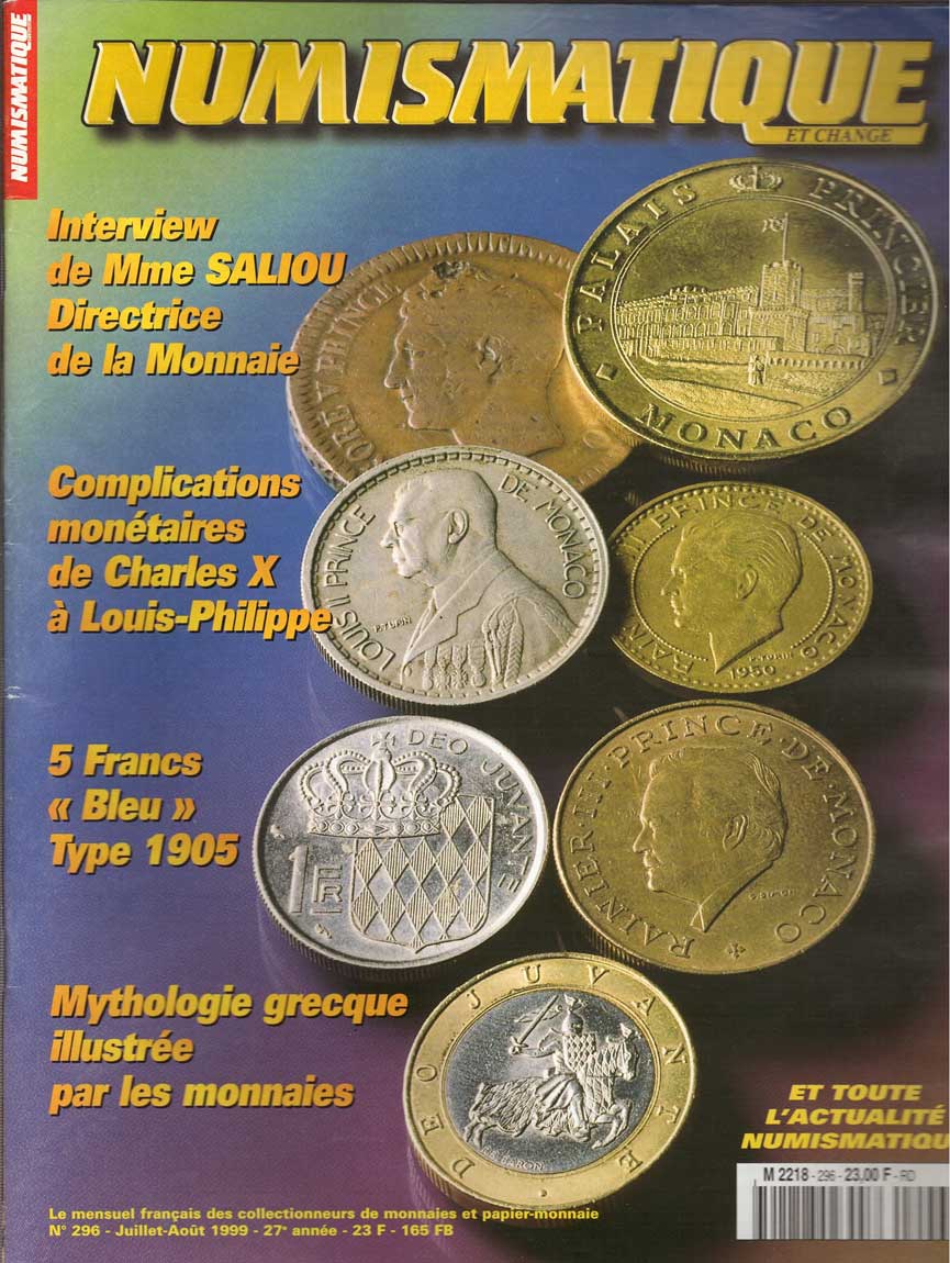 Numismatique et change n°296, Juillet-Aout 1999 NUMISMATIQUE ET CHANGE