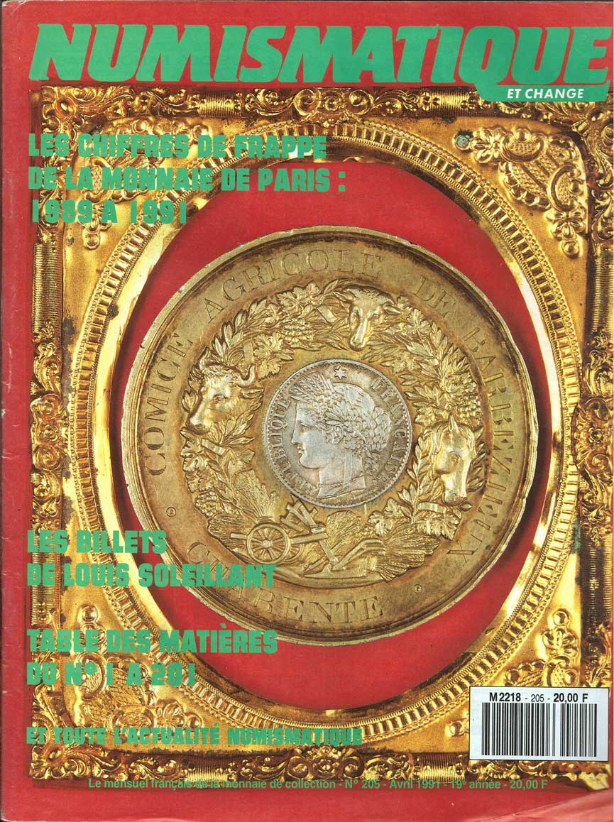 Numismatique & Change n°205 - avril 1991 NUMISMATIQUE ET CHANGE