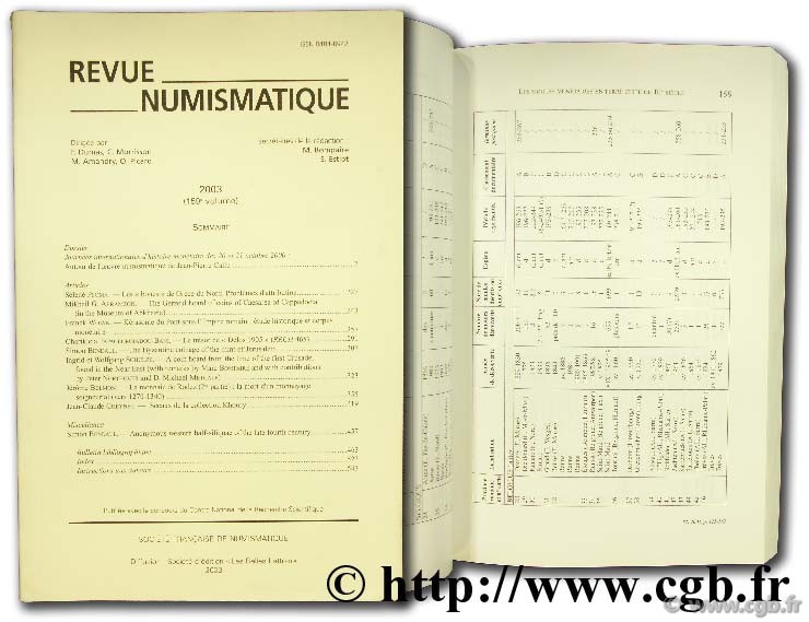 Revue Numismatique 2003 (159ème volume) 