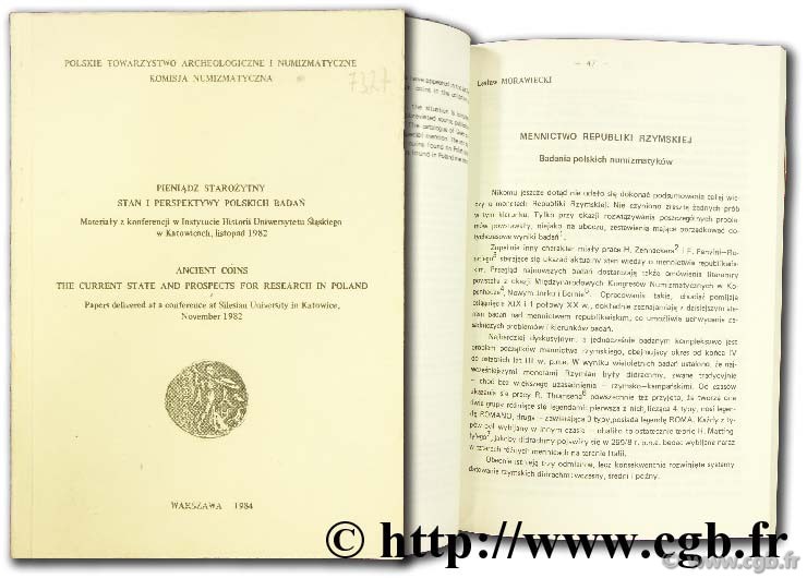 Ancient coins, the current state and prospects for research in Poland, papers delivered at a conference at Silesian university in Katowice, novembre 1982 