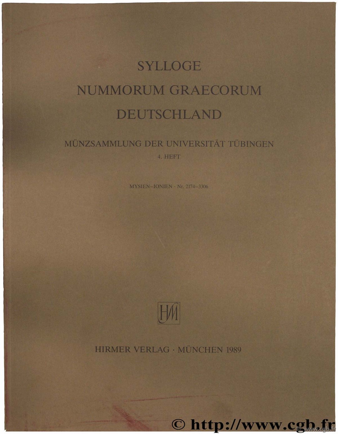 Sylloge Nummorum Graecorum, Münzsammlung der Universität Tübingen 4 heft, Mysien - Ionien n° 2174-3306 
