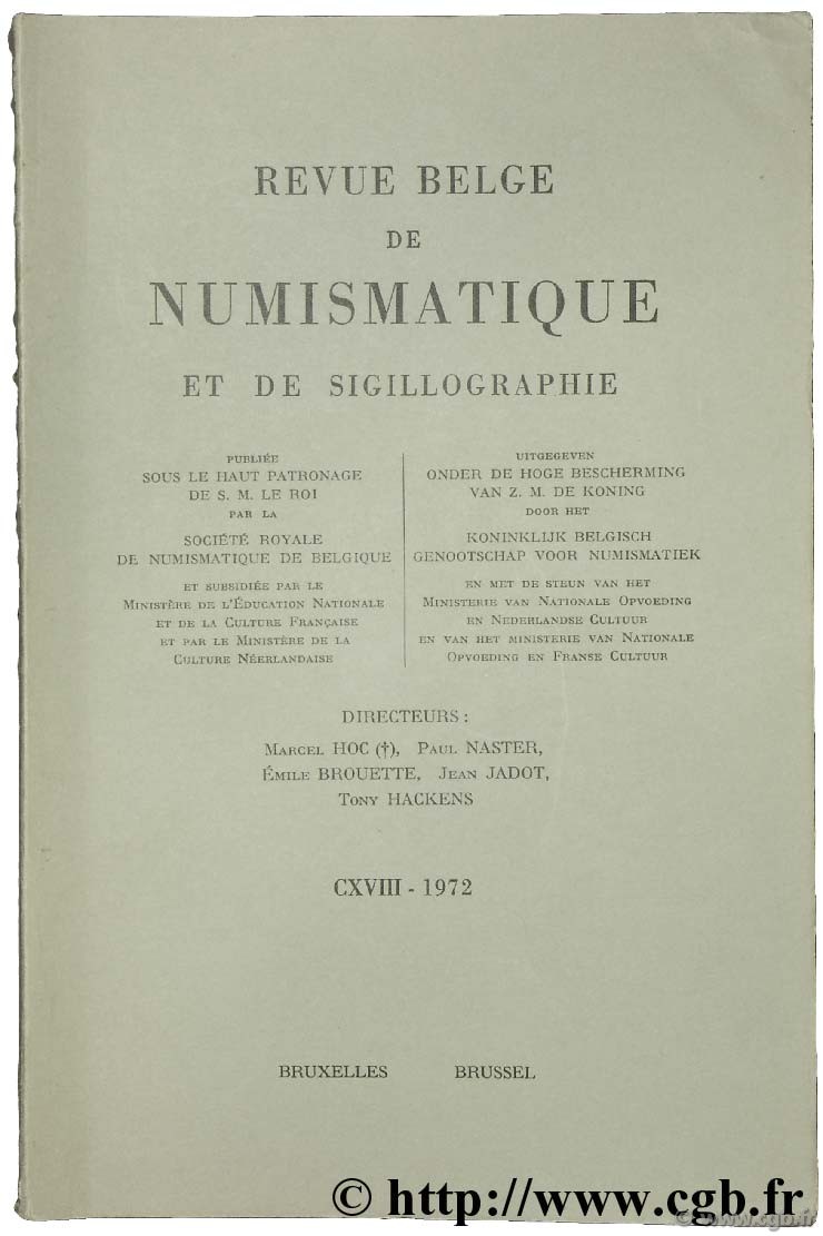Revue Belge de numismatique et de Sigillographie HOC M., NASTER P.