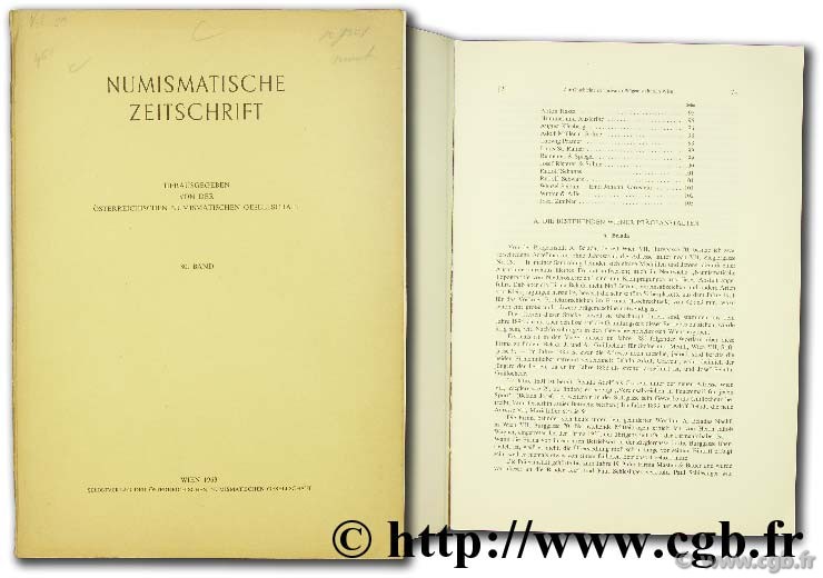 Numismatische zeitschrift herausgeben von der numismatischen geselleschaft in Wien, der Ganzen Reihe 80, band; 1963 
