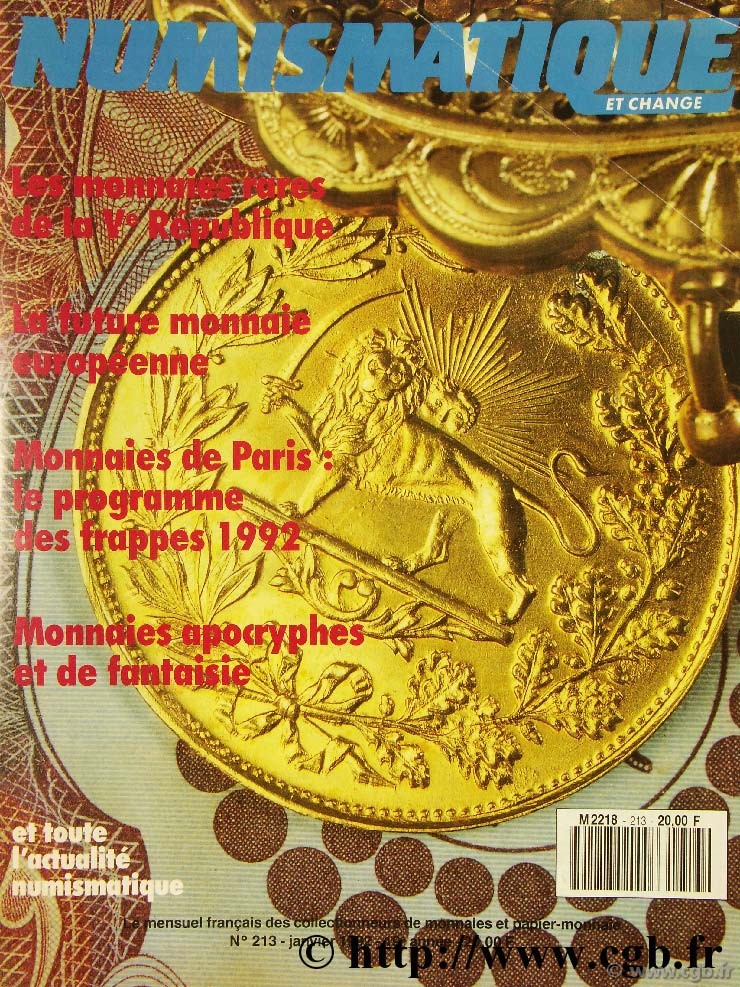Numismatique et change n°213, janvier 1992 NUMISMATIQUE ET CHANGE