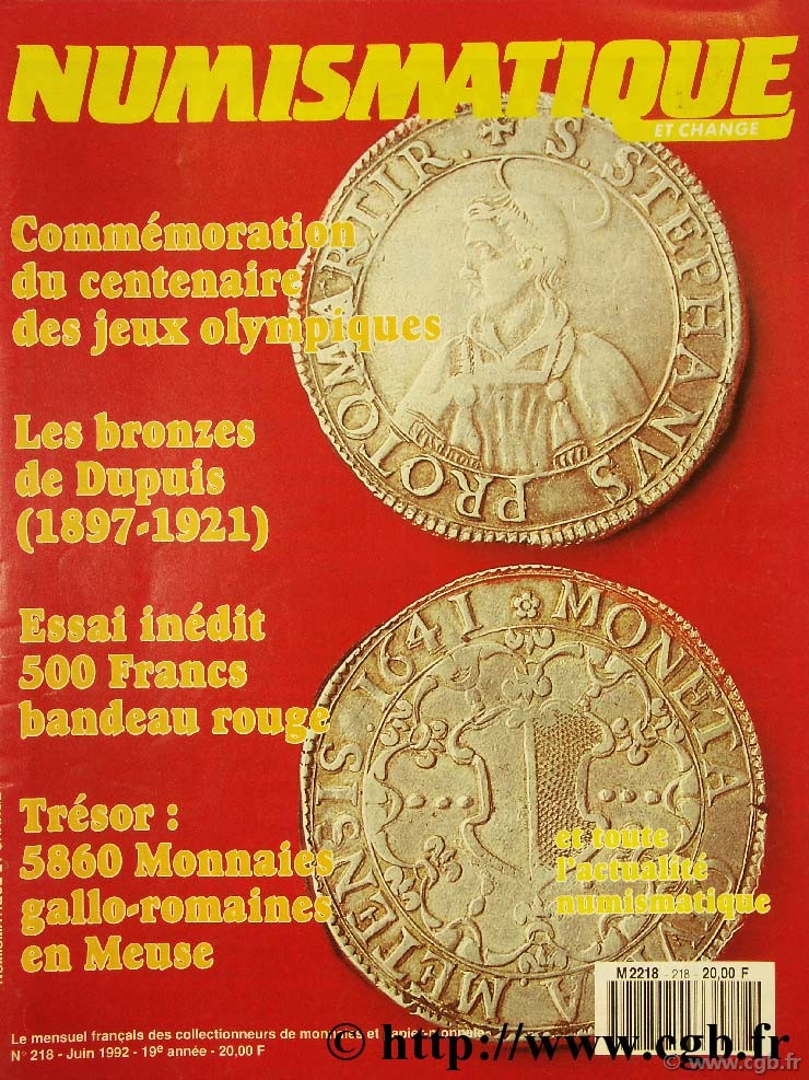 Numismatique et change n°218, juin 1992 NUMISMATIQUE ET CHANGE