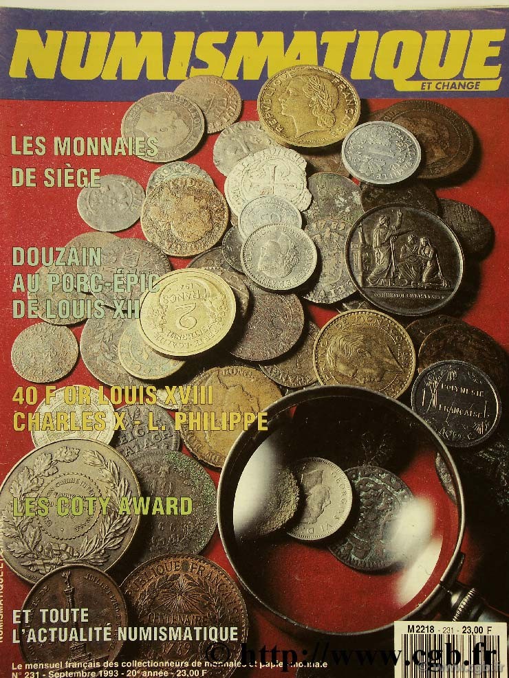 Numismatique et change n°231, septembre 1993 NUMISMATIQUE ET CHANGE