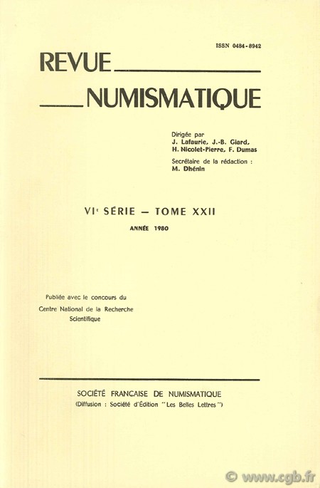 Revue Numismatique 1980, VIème série  Collectif