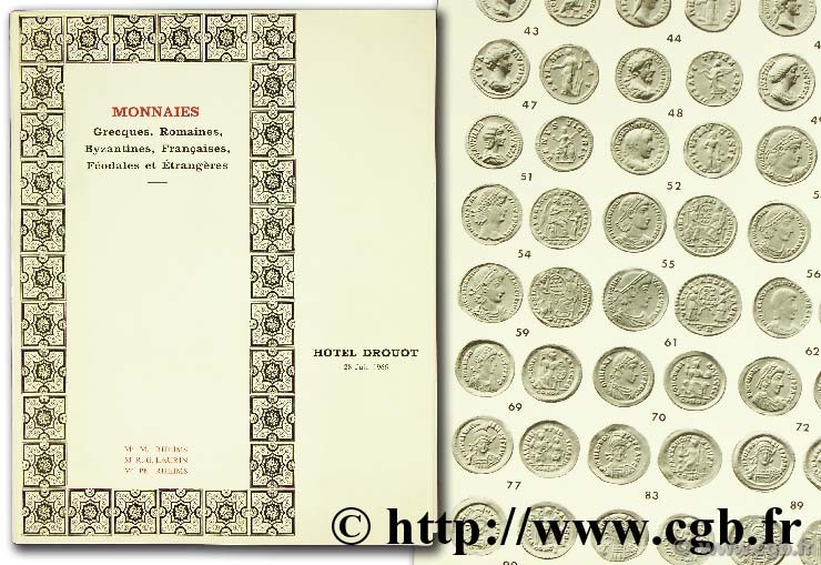 Monnaies grecques, romaines, byzantines, françaises, féodales et étrangères BOURGEY É.