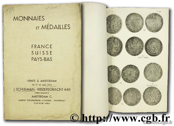 Monnaies et médailles, France, Suisse, Pays-Bas SCHULMAN J.