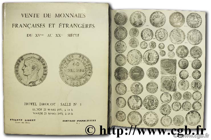 Vente de monnaies françaises et étrangères du XVème au XXème siècle POINDESSAULT B., LIBERT E.