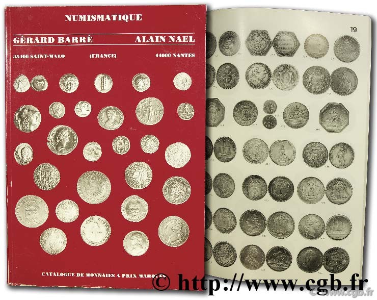 Numismatique, catalogue de monnaies à prix marqués avril 1986 BARRE G., NAEL A.