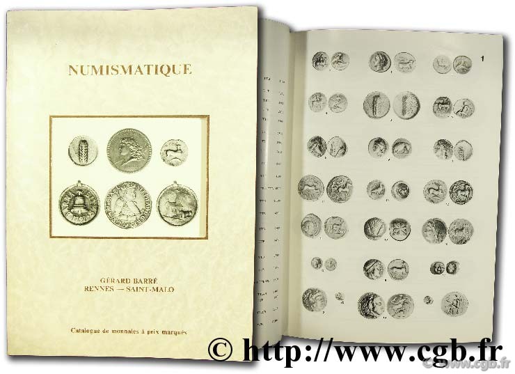 Numismatique, catalogue de monnaies à prix marqués BARRE G.